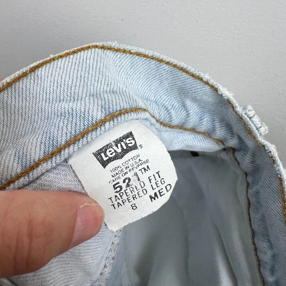 VTG Levi's 521 Jeans Womens Size 8 Floral Applique 90s 1994 Light Wash High Rise - Picture 3 of 15
